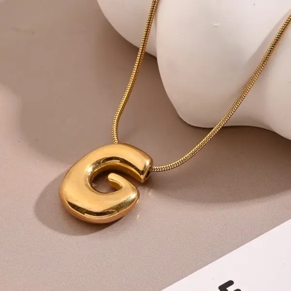 Wholesale Jewelry Casual Modern Style Simple Style Letter 304 Stainless Steel 18K Gold Plated Handmade Polishing Snake Chain Pendant Necklace