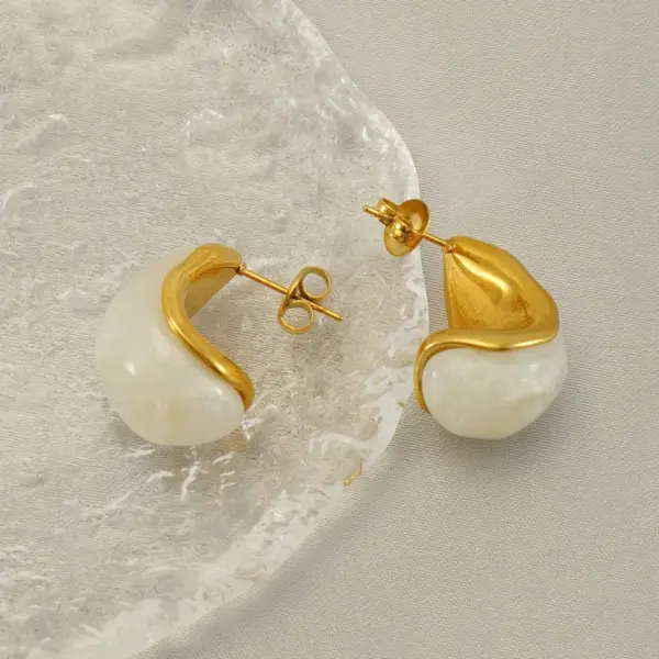 PVD Coated 18K Gold Plated C Shape 304 Stainless Steel Casual Simple Style Waterproof Non Tarnish Ear Studs