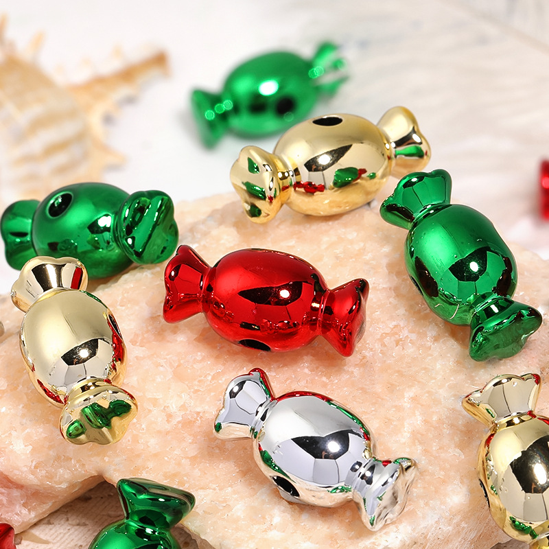 Wholesale acrylic christmas color candy straight hole beads