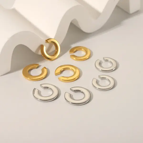 Wholesale PVD Coated Real Gold Plated 18K Gold Solid Color 304 Stainless Steel Retro Waterproof Non Tarnish Ear Studs