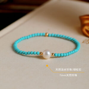 Single freshwater pearl turquoise bracelet