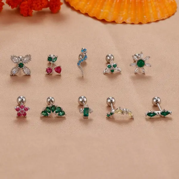 1 Piece Elegant Modern Style Geometric Cherry Flower 304 Stainless Steel Ear Studs
