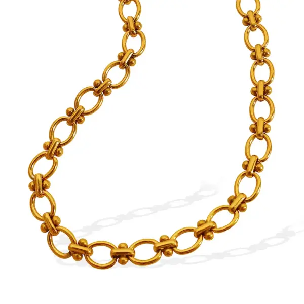 Wholesale 304 Stainless Steel Solid Color PVD Coated 18K Real Gold Plated Elegant Retro Waterproof Non Tarnish Plating Chain Gold Silver Bracelets Necklace