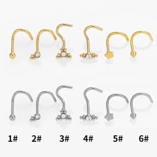 Wholesale 1 Piece Nose Rings & Studs Gothic Simple Style Flower 316L Stainless Steel Waterproof Non Tarnish Surgical Steel Zircon Ion Plating (IP) 14K Gold Plated Ear Cartilage Rings & Studs Nose Rings & Studs