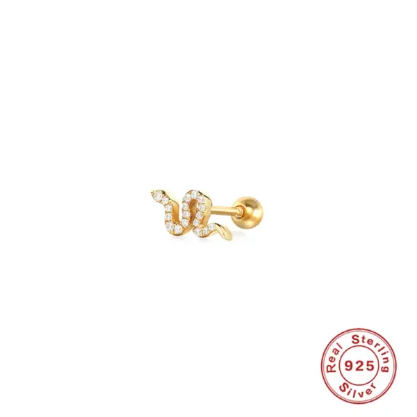 Wholesale 925 Sterling Silver Zircon Snake Ear Studs