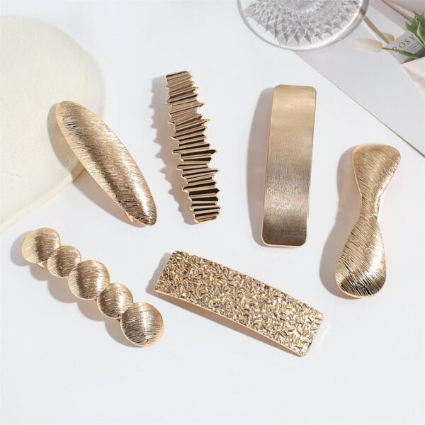 Wholesale European and American Cross-Border Alloy Hairpin Geometric Rectangular Brushed Spring Clip Hairpin Simple Elegant Hair Accessories Hairpin for the Back of the Head
