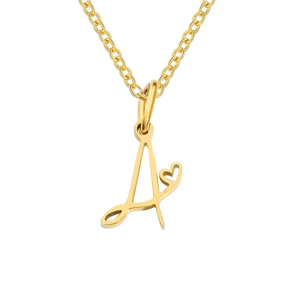 PVD Coated Real Gold Plated Letter Stainless Steel Titanium Steel Simple Style Waterproof Non Tarnish 304 Stainless Steel Pendant Necklace