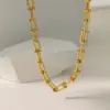 Wholesale 304 Stainless Steel U Shape PVD Coated 18K Real Gold Plated Elegant Simple Style Waterproof Non Tarnish Gold Bracelets Necklace