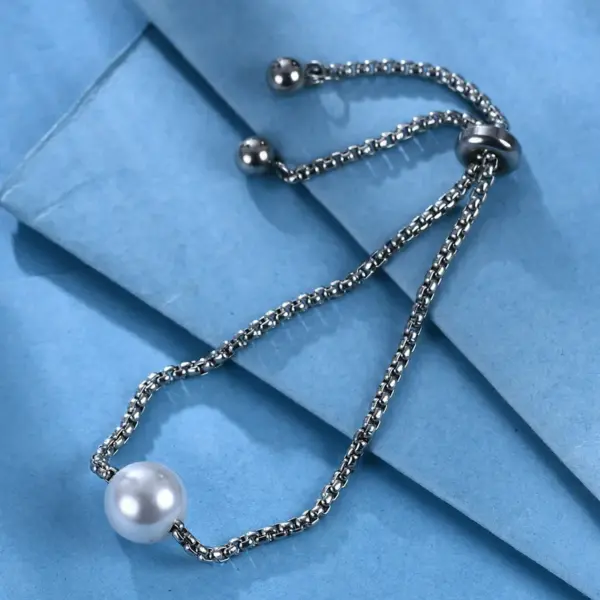 Wholesale New Style Titanium Steel Pearl Adjustable Bracelet