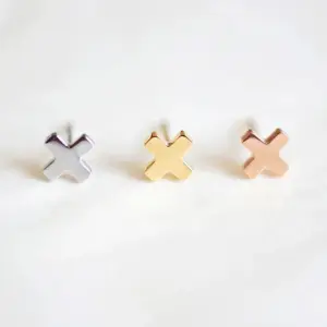 Wholesale PVD Coated 14K Gold Real Gold Plated Cross Stainless Steel Waterproof Non Tarnish Earrings