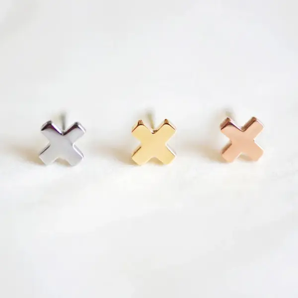 Wholesale PVD Coated 14K Gold Real Gold Plated Cross Stainless Steel Waterproof Non Tarnish Earrings