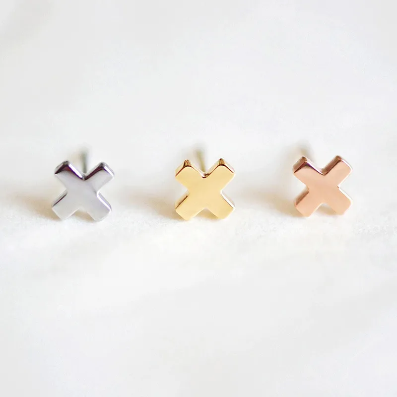 Wholesale PVD Coated 14K Gold Real Gold Plated Cross Stainless Steel Waterproof Non Tarnish Earrings