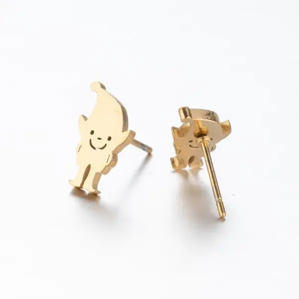 PVD Coated Real Gold Plated Ft Stainless Steel Retro Waterproof Non Tarnish Ear Studs