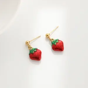 S0348 Single Strawberry Stud Earrings