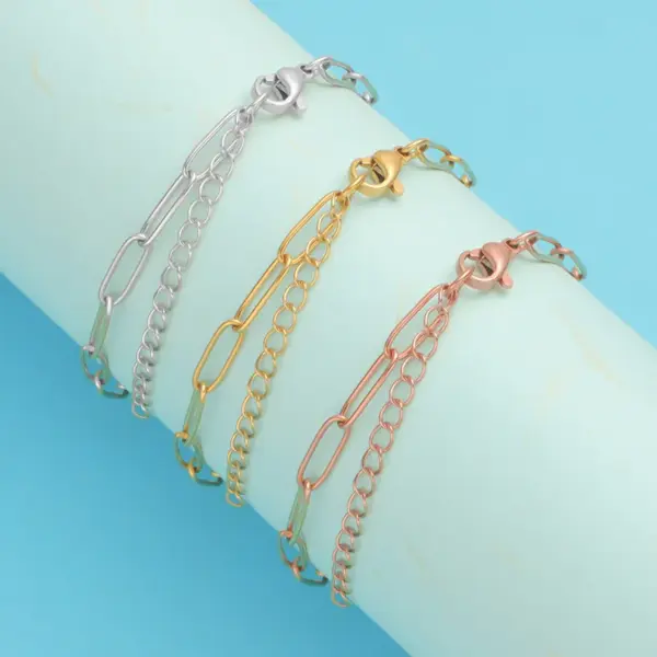 PVD Coated 18K Gold Real Gold Plated Solid Color Stainless Steel Simple Style Classic Style Waterproof Non Tarnish 304 Stainless Steel Bracelets