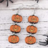 Wholesale Halloween Gothic style splicing triple wooden double-sided funny earrings