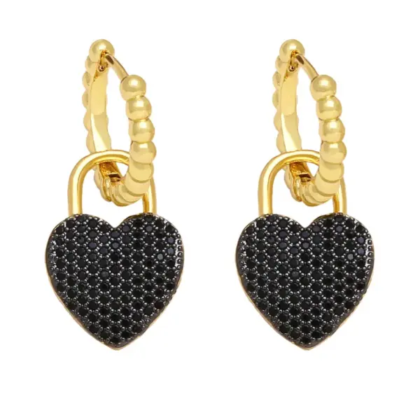 Wholesale Fashion Simple Style Heart Shape Copper Plating Inlay Zircon Drop Earrings 1 Pair