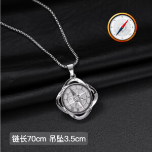 8702#Rotatable compass necklace