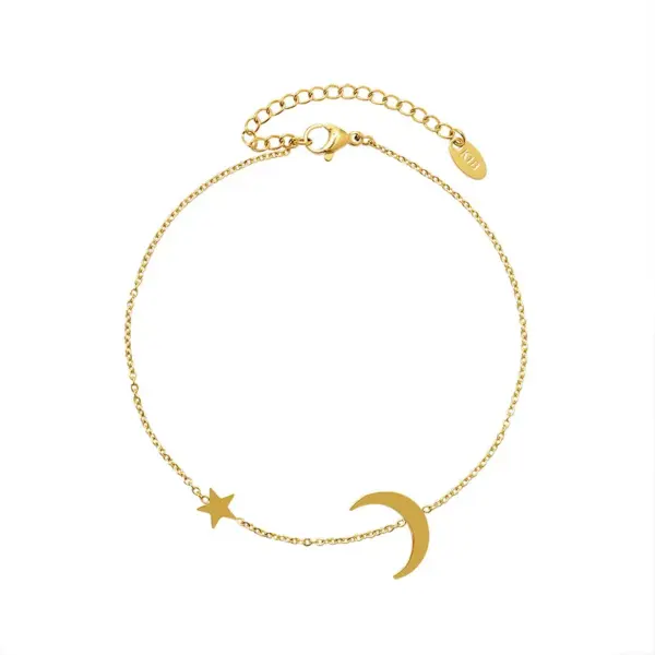Fashion Star 304 Stainless Steel Waterproof Non Tarnish No Inlaid PVD Coated Real Gold Plated 18K Gold Women'S Anklet