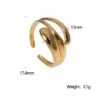 304 Stainless Steel Geometric PVD Coated Stone-Free Real Gold Plated Modern Style Simple Style IG Style Waterproof Non Tarnish Open Rings