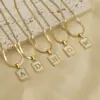 Wholesale Fashion Letter Titanium Steel Plating Inlay Shell Pendant Necklace