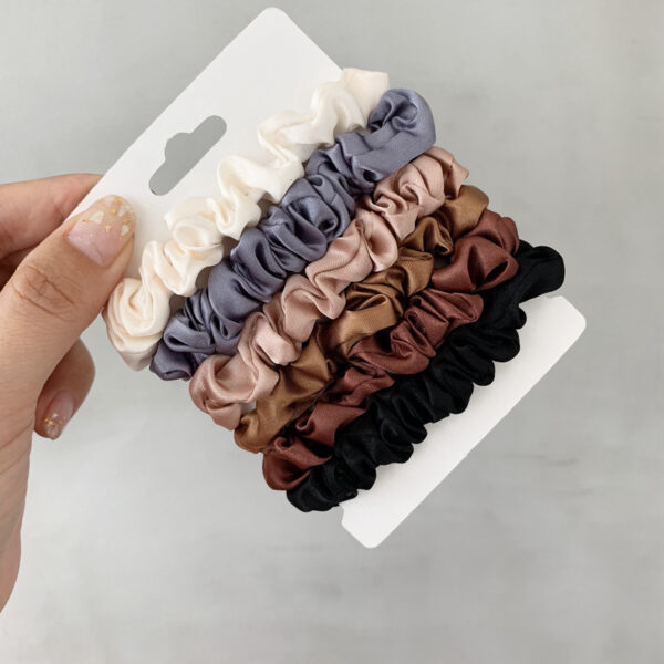Wholesale Amazon Hair Rings 6 Pack Silk Satin Small French Retro ins Large Intestine Hair Rings Women's Fabric