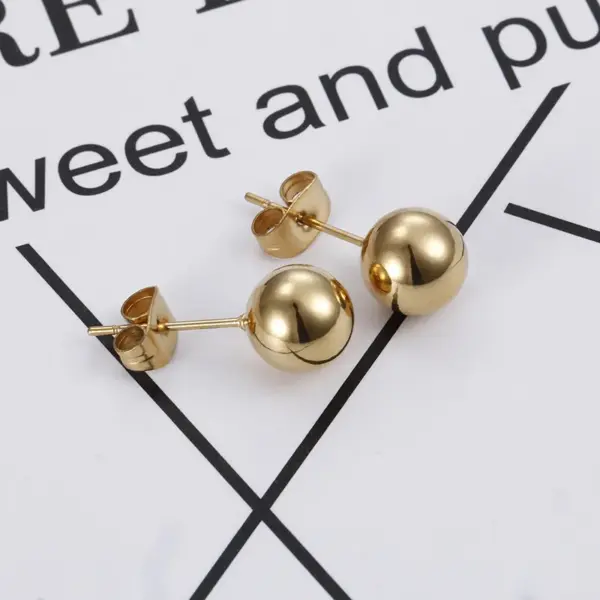 PVD Coated 18K Gold Plated Geometric Titanium Steel Waterproof Non Tarnish Earrings Ear Studs