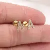Wholesale Copper Letter Water Plating Zircon Platinum Plated Gold Plated Fashion Inlay Ear Studs