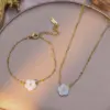 Wholesale Jewelry Casual Elegant Simple Style Flower 304 Stainless Steel Plating Jewelry Set Cable Chain