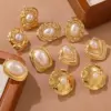 Wholesale 304 Stainless Steel Plastic Quadrilateral Round Electroplating Imitation Gold Elegant Sweet Simple Style Ear Studs