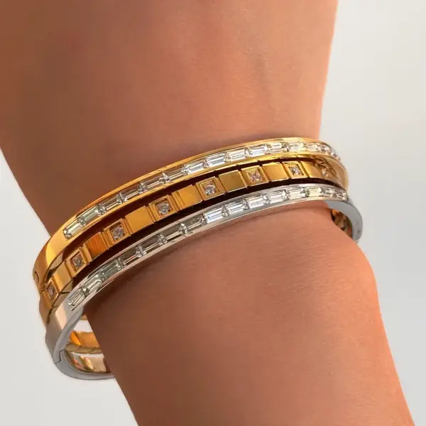 PVD Coated 18K Gold Plated Geometric 304 Stainless Steel IG Style Waterproof Non Tarnish 304 Stainless Steel Bracelets