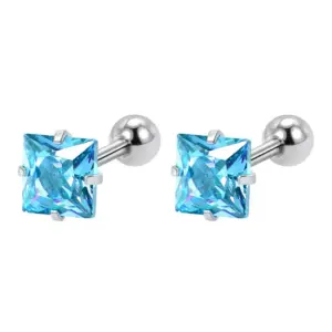 7mm Square Blue Zirconium (a Pair)
