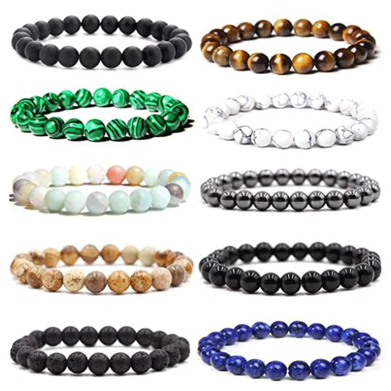 Wholesale Fashion Solid Color Natural Stone Beaded Bracelets