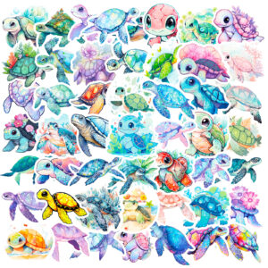 Wholesale 50 Blue Sea Turtle Stickers Cartoon Turtle Graffiti Stickers Color Ocean Turtle DIY Scooter Stickers