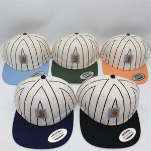 Wholesale Striped Splicing Baseball Cap for Men and Women, Retro American Style Flat Brim Soft Top Cap, Cross-Border Contrasting Color Five Pieces