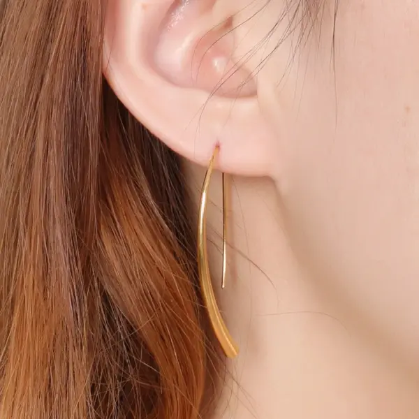 Wholesale PVD Coated 18K Gold Plated Geometric Titanium Steel Korean Style Waterproof Non Tarnish Earrings