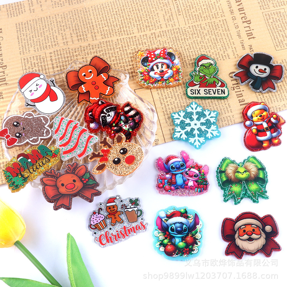 Wholesale Loose wder cartoon Christmas cute ornaments acrylic