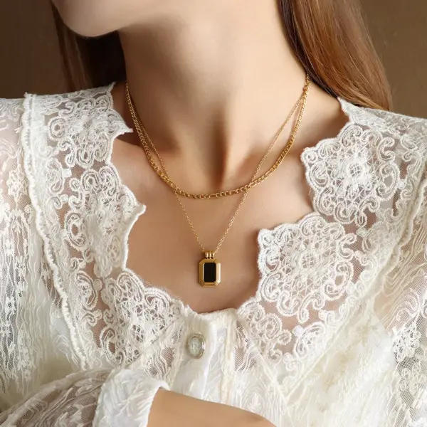 PVD Coated Real Gold Plated 18K Gold Geometric 304 Stainless Steel Fashion Waterproof Non Tarnish 304 Stainless Steel Necklace