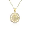 Religious Jewelry Copper-plated 18k Gold Zircon Cross Pendant Necklace