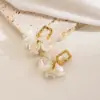 Wholesale 1 Pair Simple Style Heart Shape Plating Inlay Stainless Steel Artificial Pearls 18k Gold Plated Drop Earrings