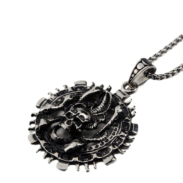 Wholesale Europe, America, Japan and South Korea Couple Ghost Hand Skull Pendant Necklace Personality Casual Fashion Titanium Steel Jewelry Cross-border Supply
