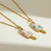 Wholesale Stainless Steel 18K Gold Plated Heart Shaped Ice Cream Pendant Necklace Women's Casual Cute New Design Artistic Commute Jewelry