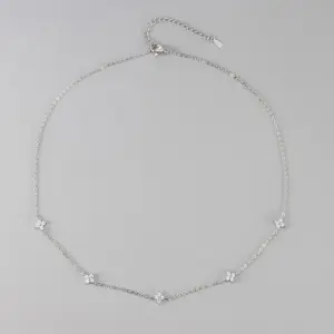 Four-leaf clover necklace/white gold / Copper