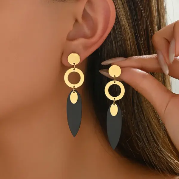 304 Stainless Steel Geometric PVD Coated Real Gold Plated Real Gold Plated Casual Modern Style Simple Style Waterproof Non Tarnish Ear Studs