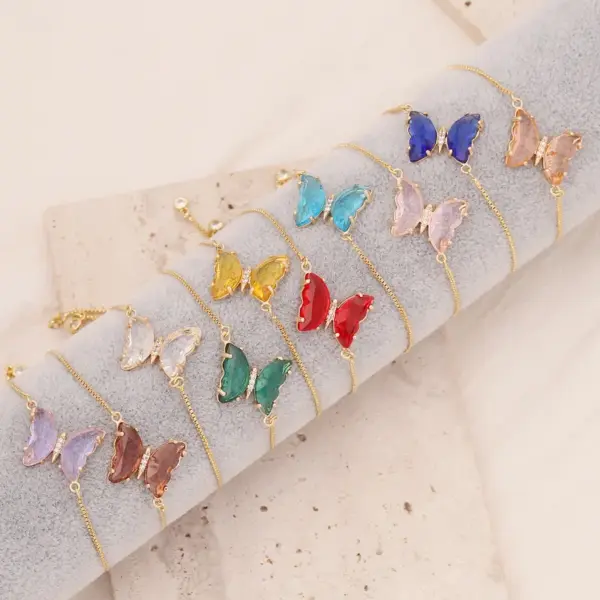 Copper 18K Gold Plated Fashion Gold Plated Inlaid Zircon Butterfly Zircon Bracelets