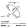 Wholesale 304 Stainless Steel Geometric Exaggerated Artistic Waterproof Non Tarnish Layered Silver Open Rings