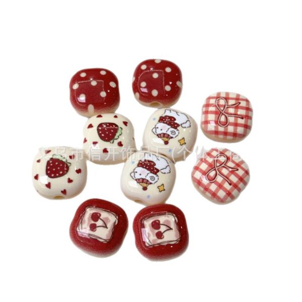 Wholesale Through-hole fruit-print mini steamed bun beaded