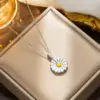 Wholesale PVD Coated Real Gold Plated Daisy Stainless Steel Simple Style Waterproof Non Tarnish Titanium Steel Pendant Necklace