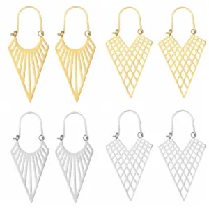 Wholesale PVD Coated Triangle Titanium Steel Exaggerated Waterproof Non Tarnish 304 Stainless Steel Earrings