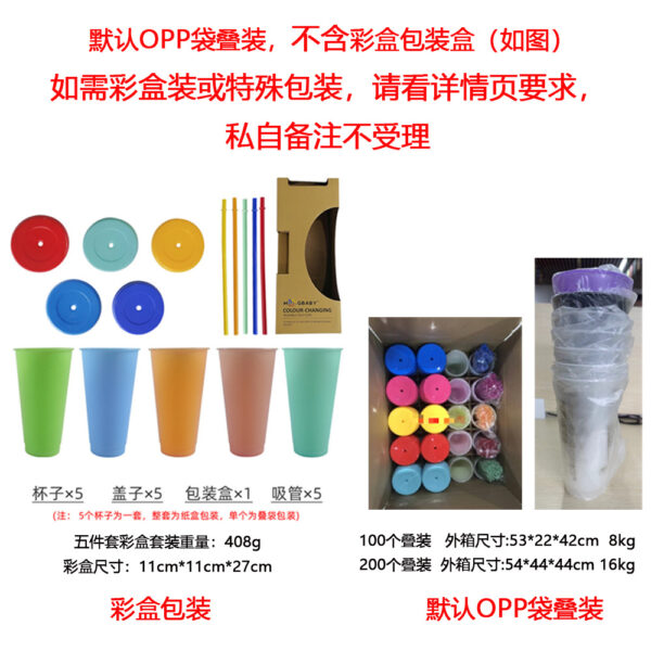 Wholesale Christmas 24oz Large-Capacity Pp Material Water Cup Plastic with Straw, Changes Color When Exposed to Cold, Student Water Cup